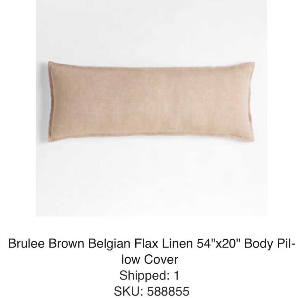 Crate and barrel linen body pillow. Cover only. New still in the packaging!